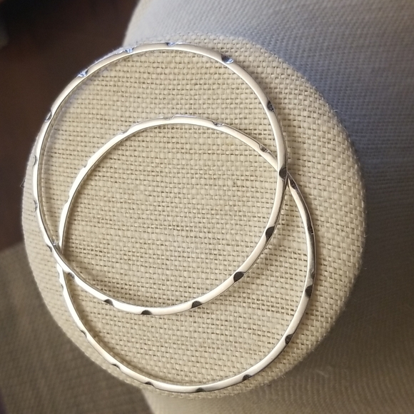 Vintage Jewelry - Vtg Pair of Taxco Sterling Silver Bangles